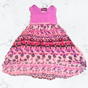 Girls Hi- Lo Purple Pattern Dress, Size 5